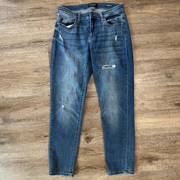 Judy Blue Boyfriend Fit Jeans Size 9/29 Dark Wash Distressed Denim Mid Rise - Picture 3 of 4